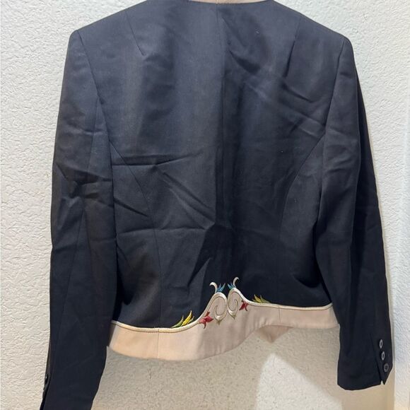 Vintage 80s Hairston Roberson 100% wool Embroidered  Jacket sz 10 - Picture 5 of 7